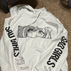 Sad Girls White Graphic Hoodie